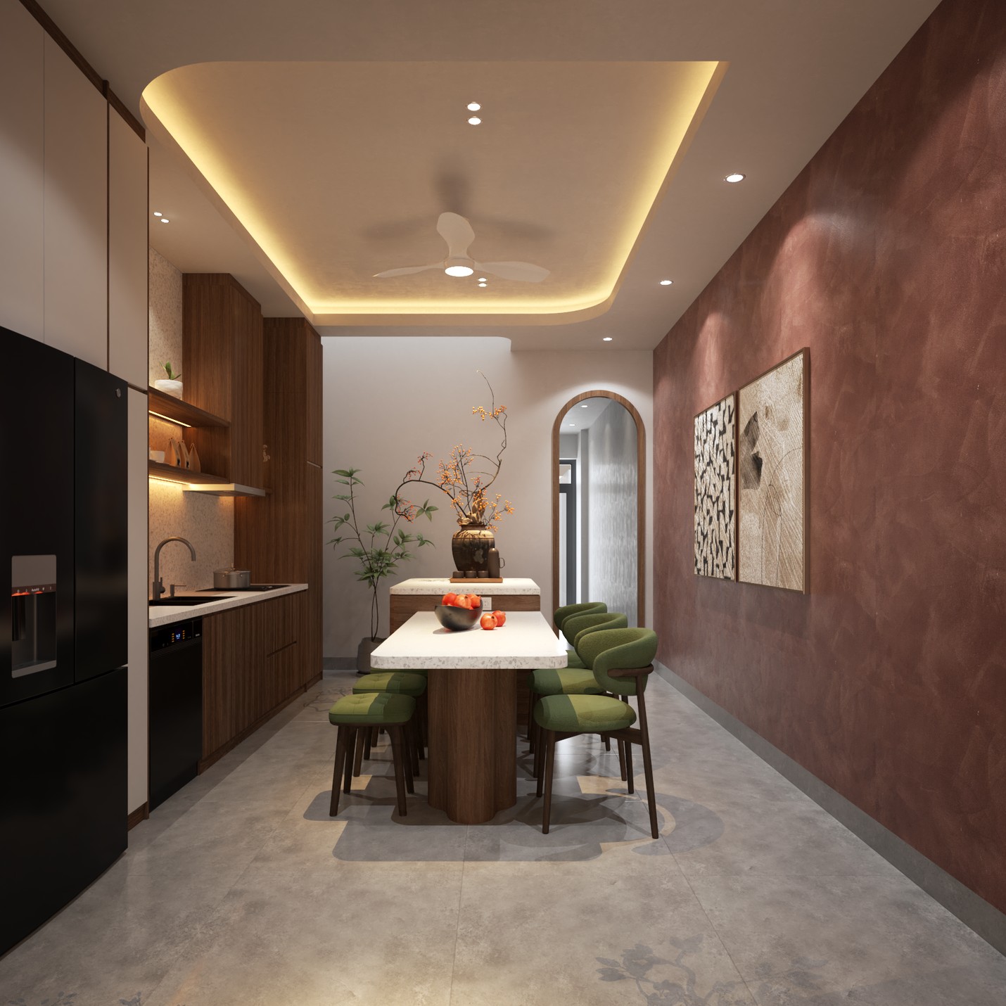Khu bếp và bàn ăn Nhà chị Hà 156m2 tại Mê Linh Hà Nội